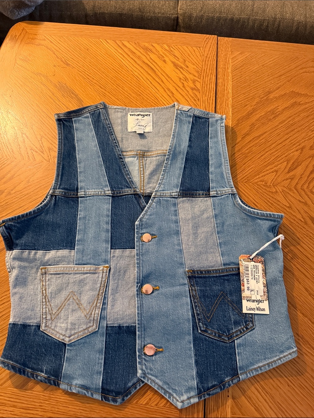 Wrangler Patchwork Denim Vest - Lainey Wilson Collab NWT